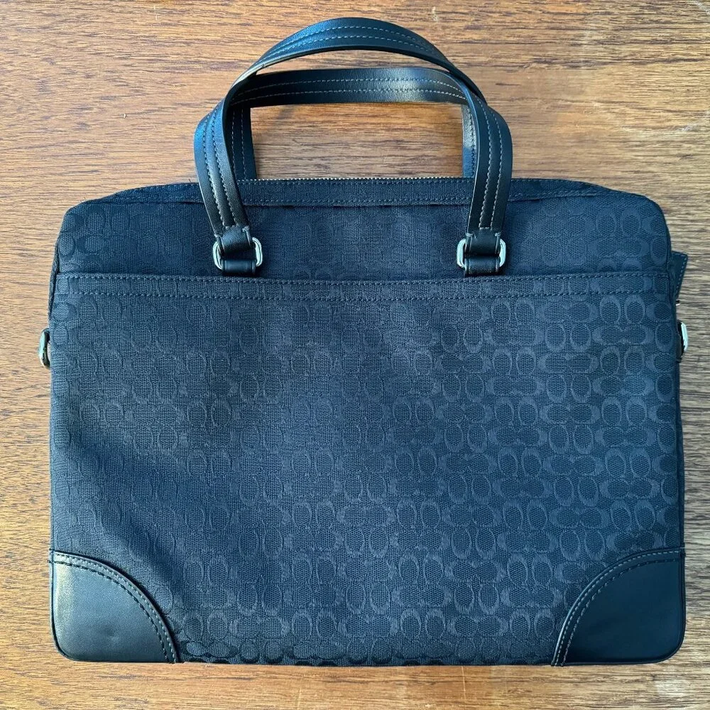 NEW Coach Signature Canvas Logo Slim Commuter  Black Laptop Bag, 2011 - Picture 7 of 11
